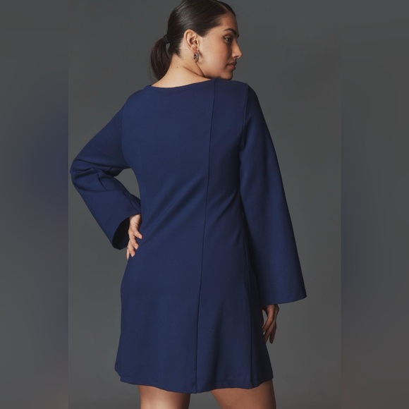Maeve Long-Sleeve Scoop-Neck Mini Dress. Retro. Navy. Size XL Petite. NWT - Picture 2 of 10